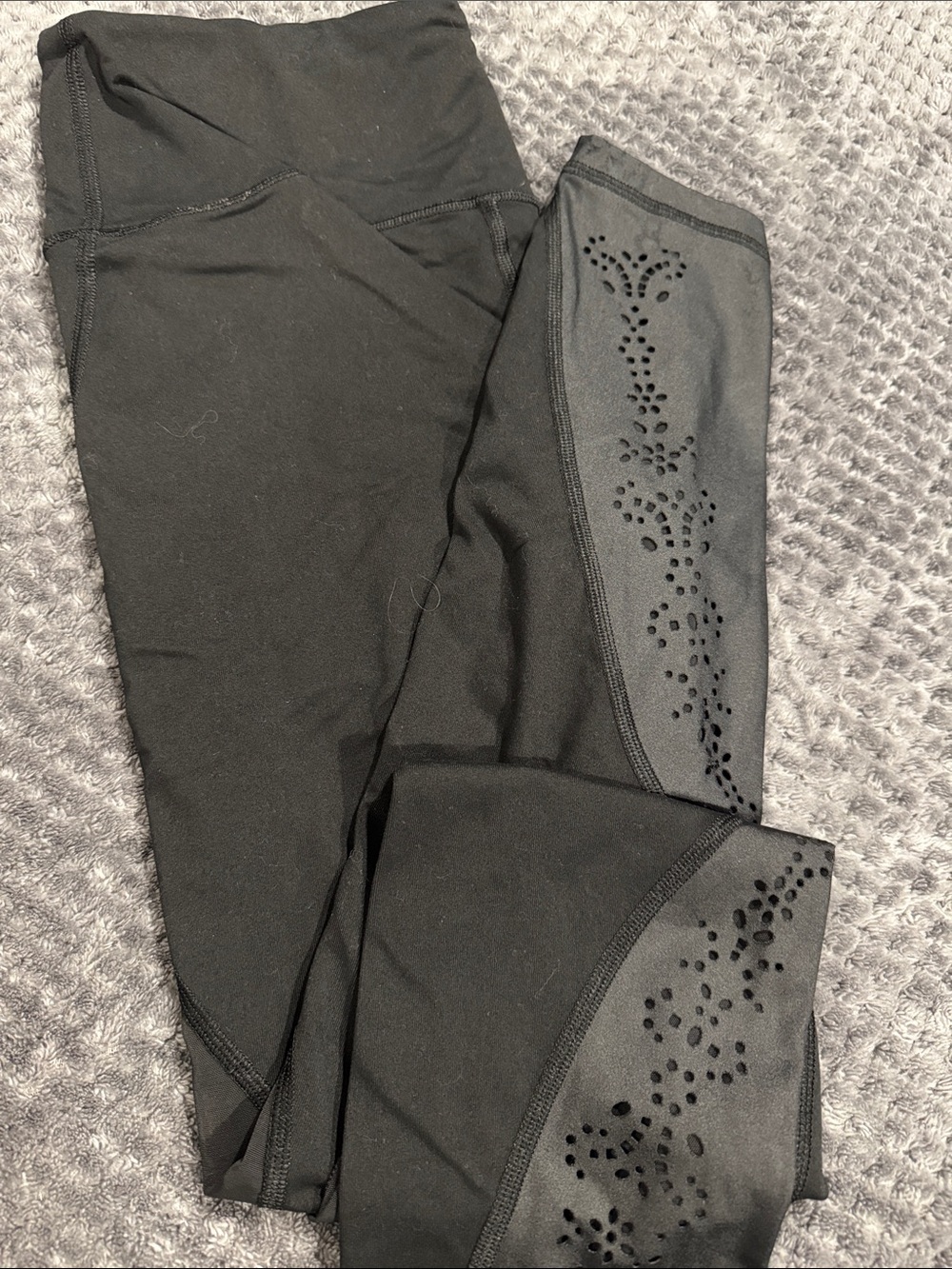 Victoria's Secret Black Leggings with Laser-Cut Detail